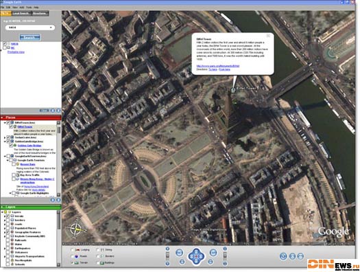 Интерфейс системы Google Earth